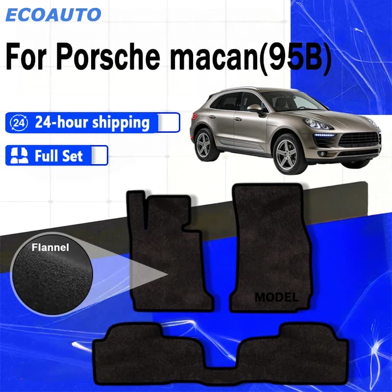 Tappetini per auto in flanella ECOAUTO per Porsche Macan (95B) 2014-oggi, antiscivolo, eleganti, ignifughi, inodore