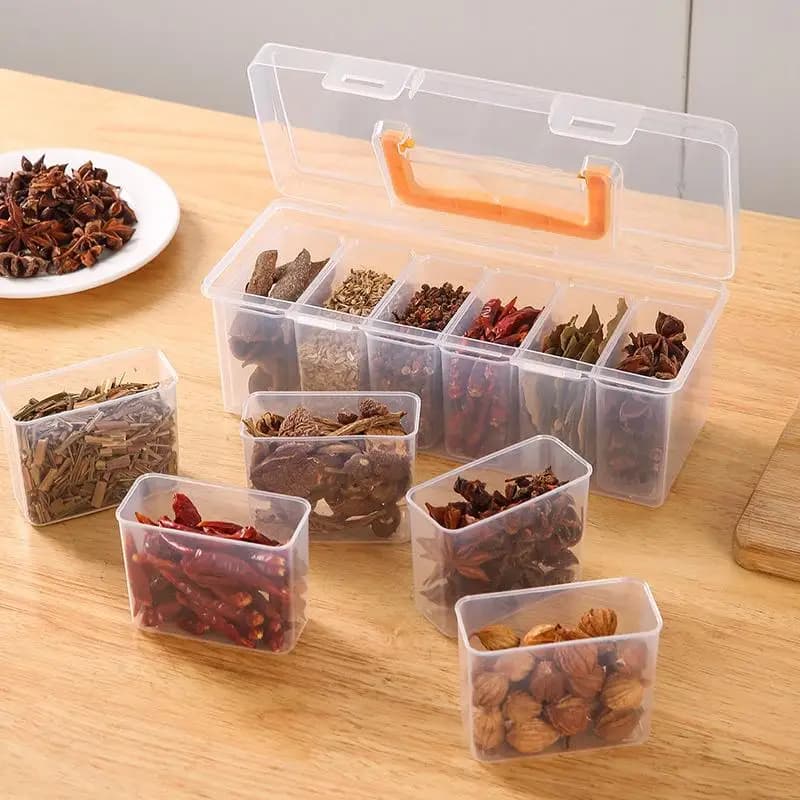 6 Compartment Tool Organizer Set Transparent Storage Box With Divided Portable Case For Spices Beads Small Hardware Accessories