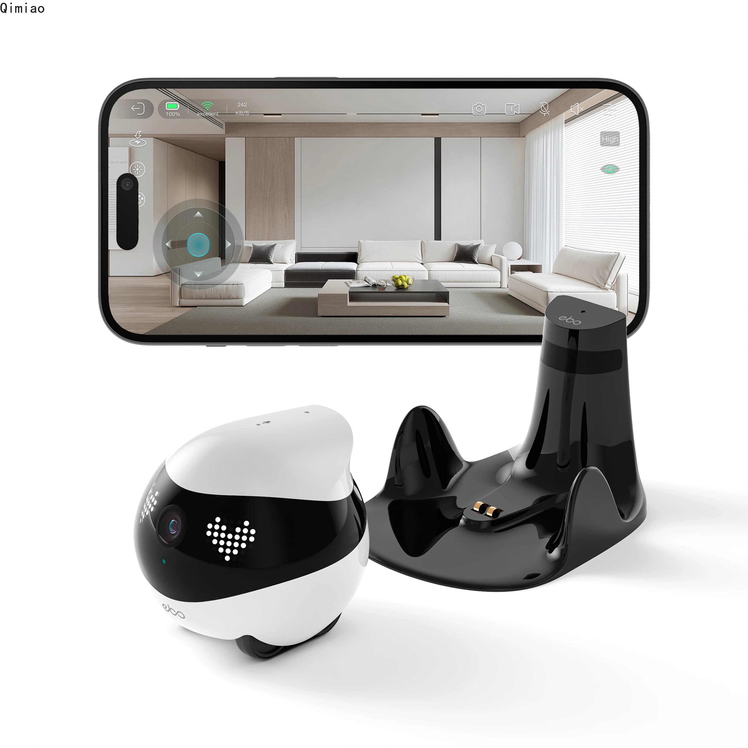 Enabot EBO AIR 2 Robot compagno Risoluzione 2K Sicurezza domestica Telecamera per animali domestici Visione notturna APP wireless Telecomando per cane Gatto Bambino