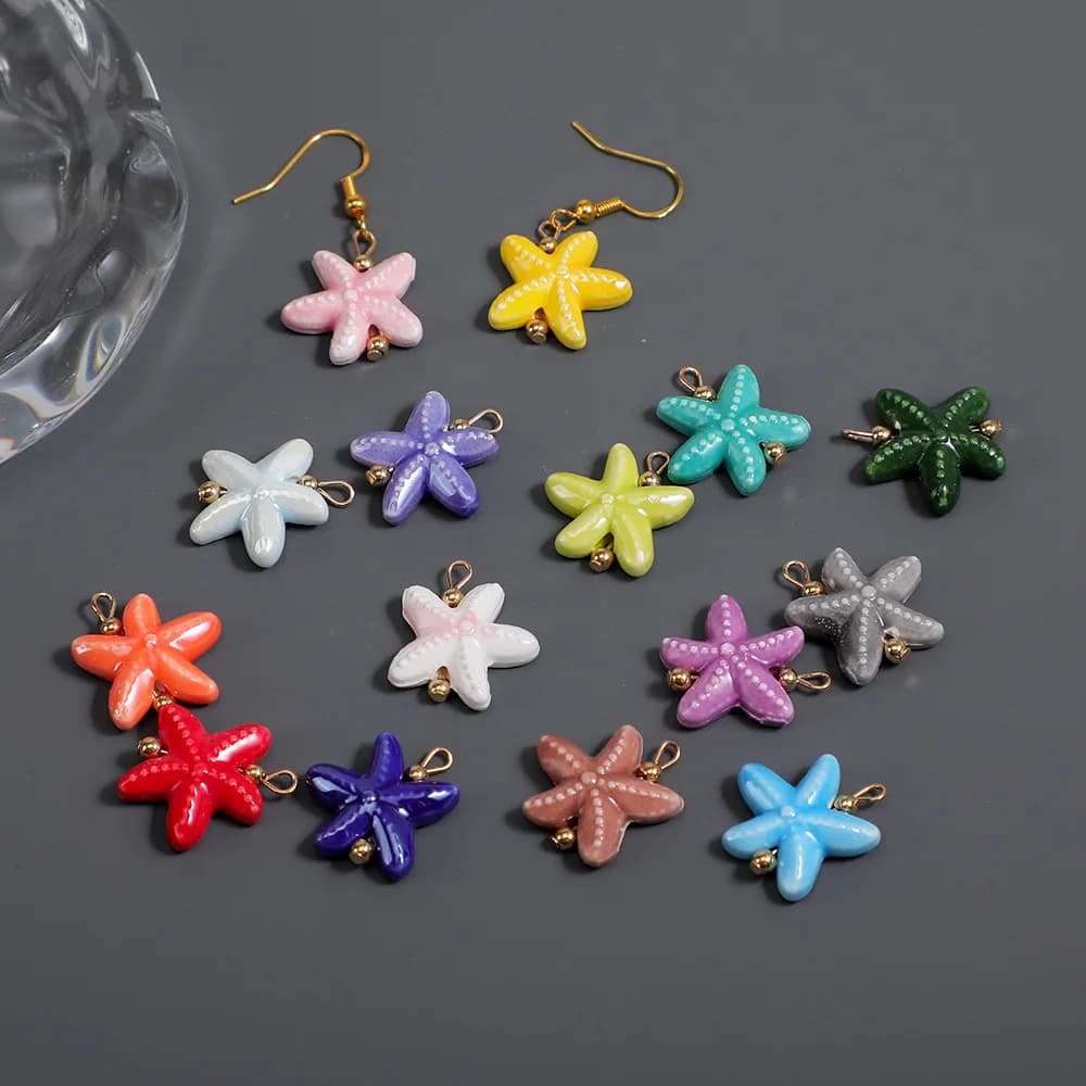 5 pendenti con stelle marine in ceramica: adorabili motivi animali, gioielli fai da te, collane, orecchini, portachiavi