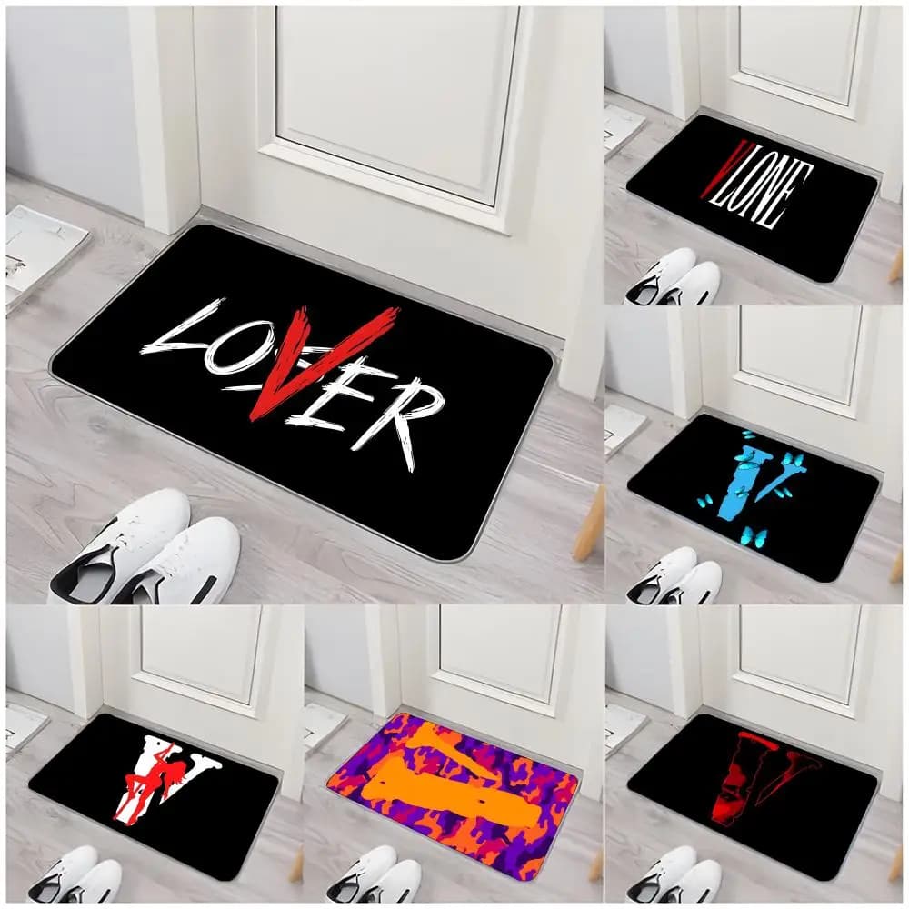 Floor Mat Non-Slip Washable Flannel Door Mat Absorbent Indoor Floor Rug Brand Street V-VLONE
