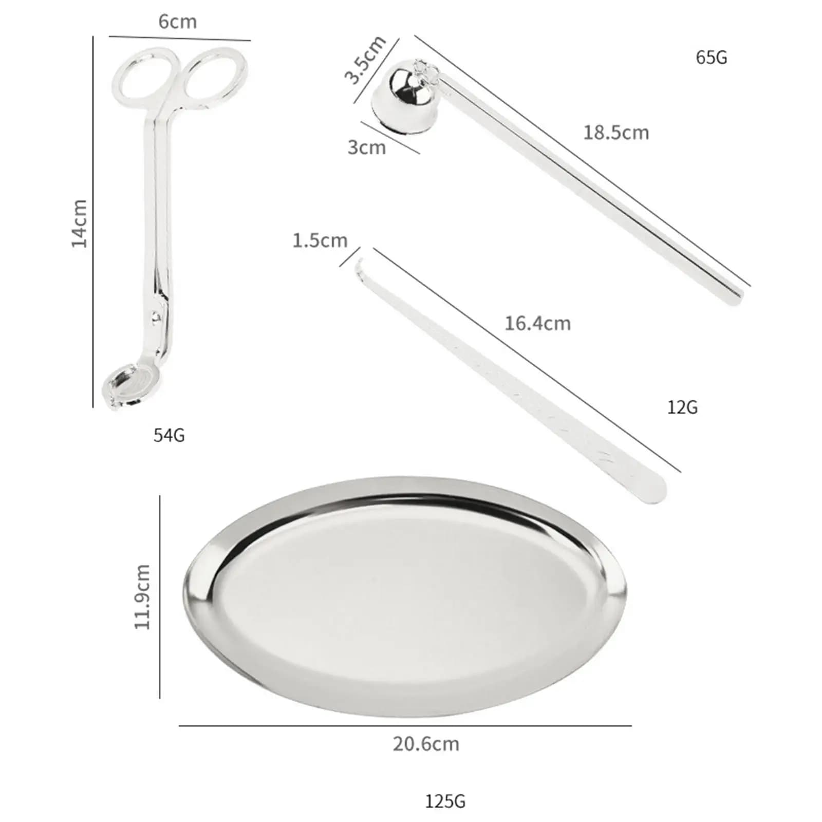 4Pcs Candle Accessories Wick Dipper Cutter Kit Stainless Steel with Storage Tray for Candle Lover Durable Multipurpose Exquisite