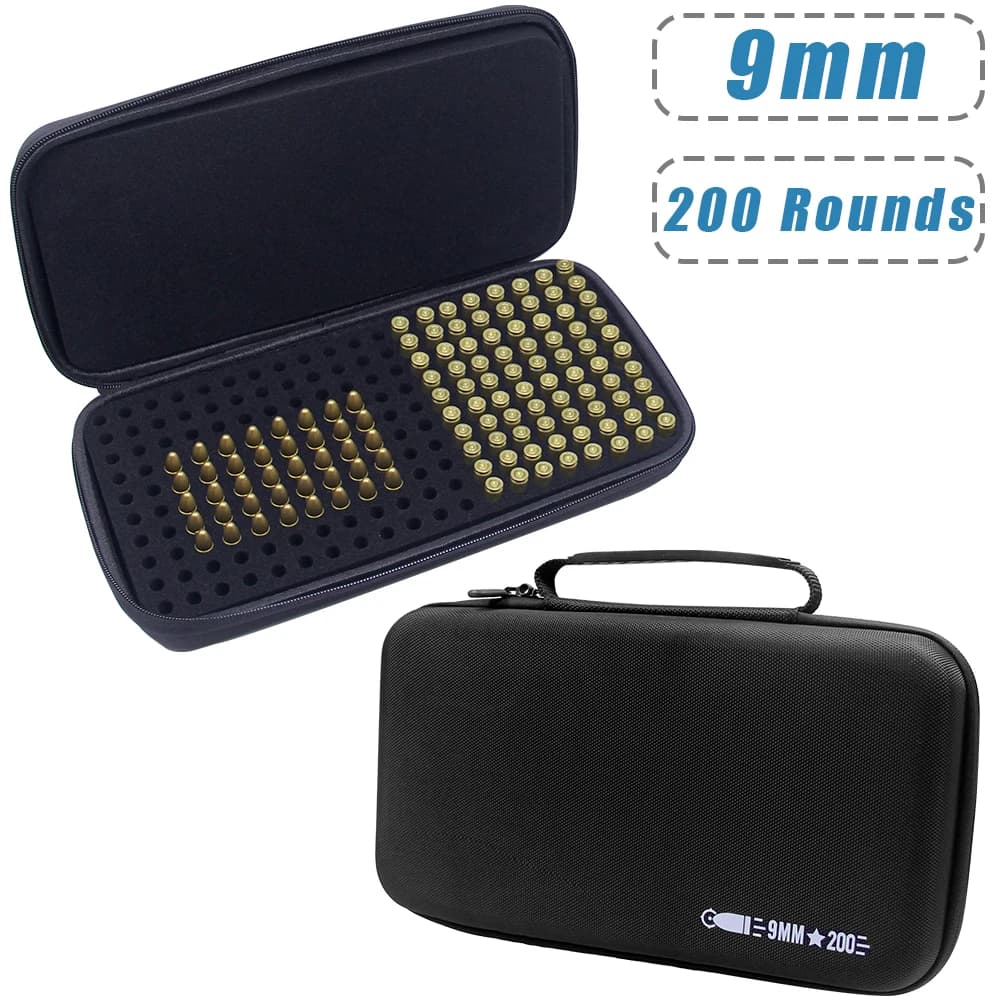 140/200 Rounds 9mm Ammo Storage Case Lockable Travel Safe Storage Box for 9MM Luger, 380 ACP, 32 ACP, 30 Luger