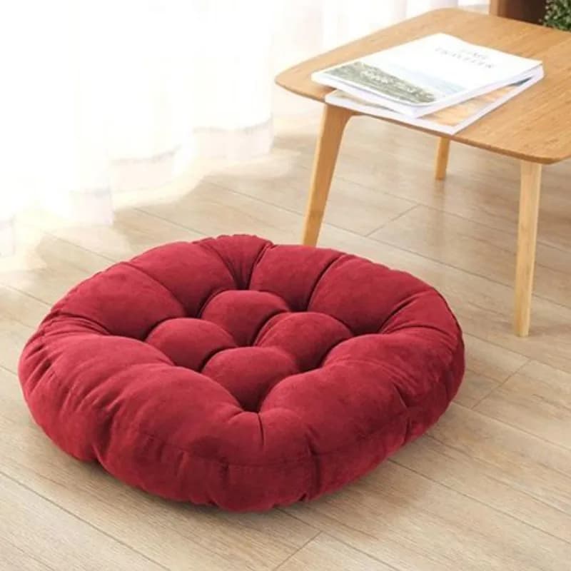 Large Round Tufted Floor Pillow Cushion Thick Meditation Yoga Mat Christmas Red Tatami Seating for Adults And Kids