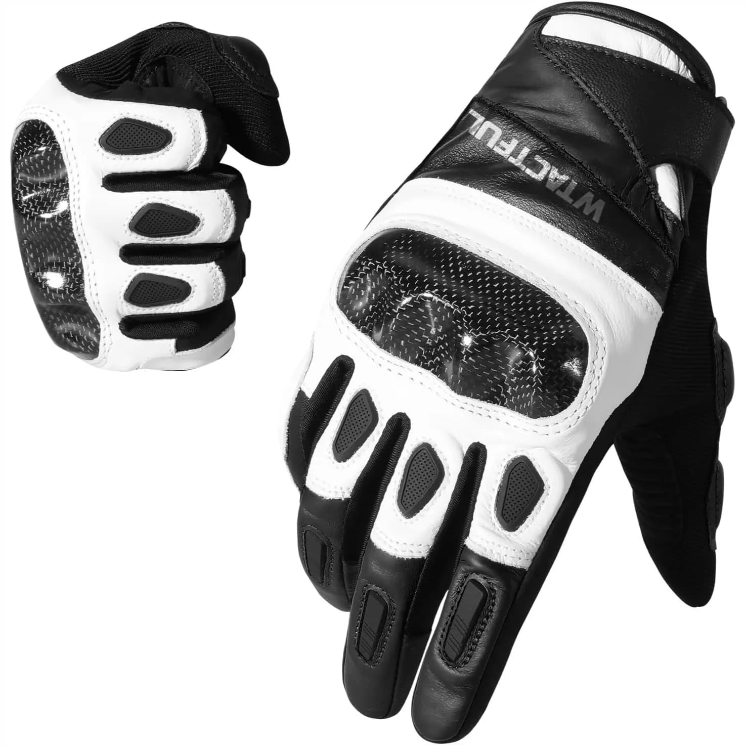 Guanti da Moto in Pelle di Capra con Protezione Nocche in Carbonio per Massima Sicurezza e Comfort, Compatibili con Touchscreen
