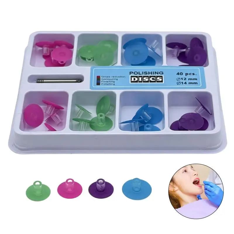 Kit di 40 Dischi per Lucidatura in Resina Composita Dentale SU, con Mandrino per Riduzione e Contornatura, Strisce per Sbiancamento Denti