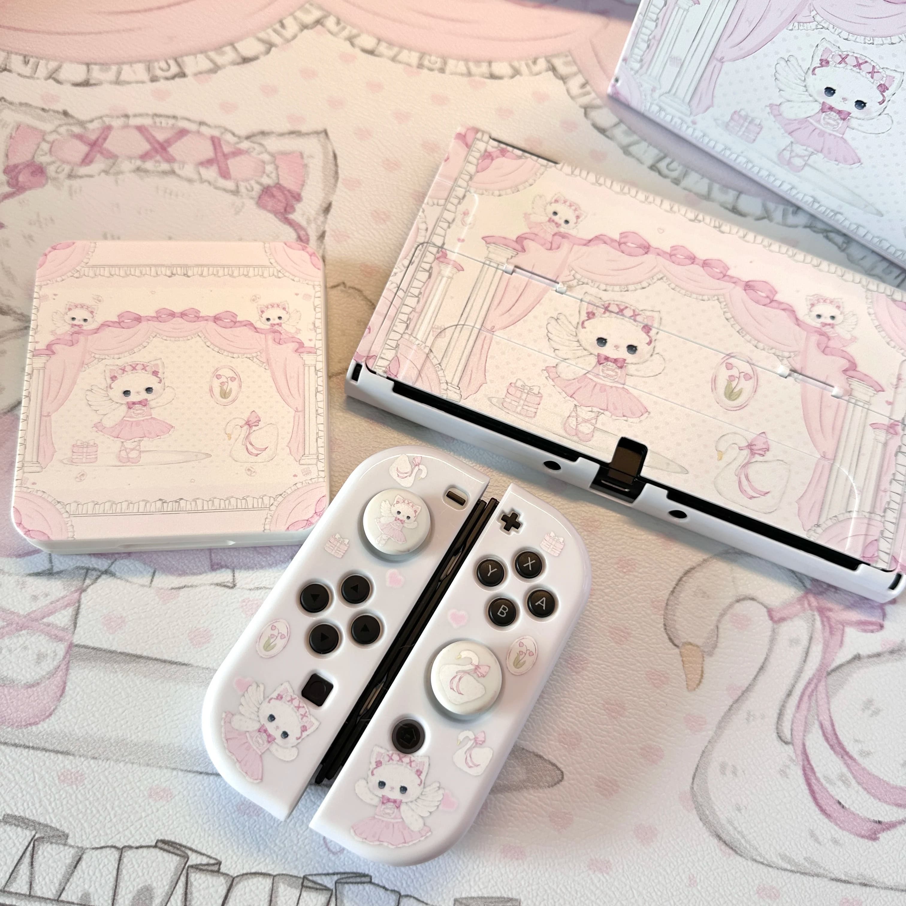 Custodia protettiva originale Kawaii Cute Switch Dock Shell per controller Nintendo Switch/OLED Custodia per console di gioco Joy-Con Cover