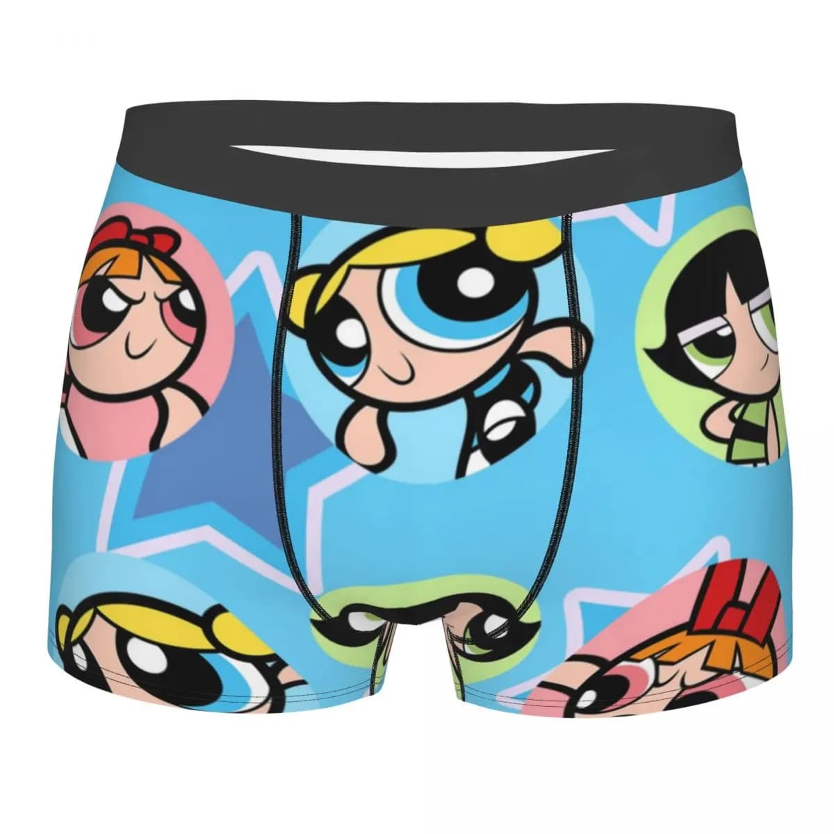 Intimo da uomo con stampa personalizzata dei Powerpuff Girls, boxer sexy con motivi animati