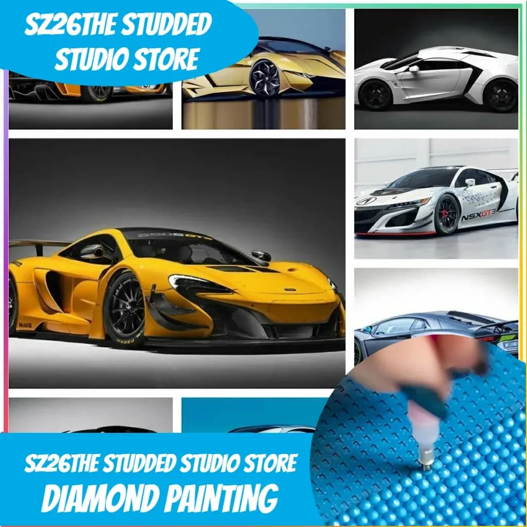 Kit Auto di Lusso con Borchie Sz26, Pittura Diamante 5D a Mosaico con Ricamo Artistico Completo, Nuova Collezione 30x40, Regalo Artigianale per Adulti