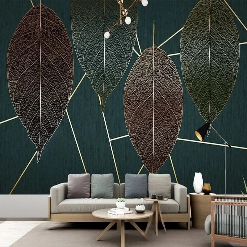 Custom Mural Nordic Modern Simple Wallpaper Abstract Plant Leaves Geometric Pattern Decor Background For Living Room Bedroom 3D