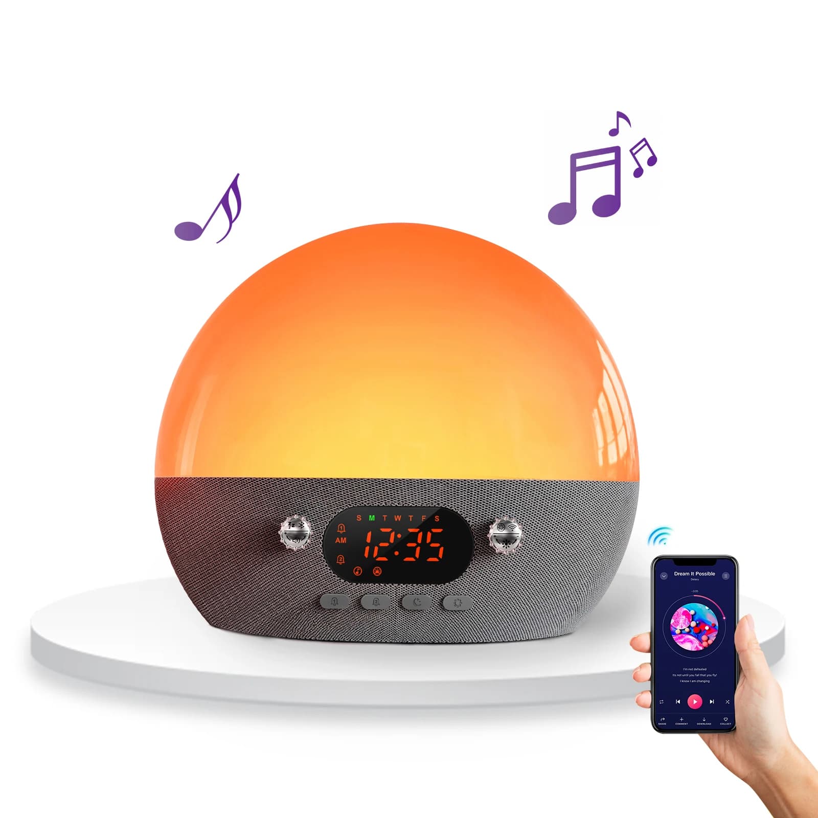 Macchina ricaricabile per il suono del tramonto con suono del rumore bianco del sonno con 11 suoni rilassanti Sveglia dell'alba con altoparlante Bluetooth