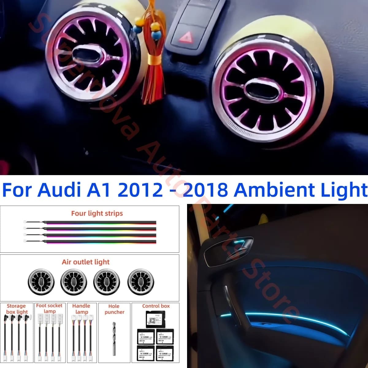 For Audi A1 2012-2018 LED Ambient light automotive interior lighting upgrade Car accessories Air outlet light Decorative strip