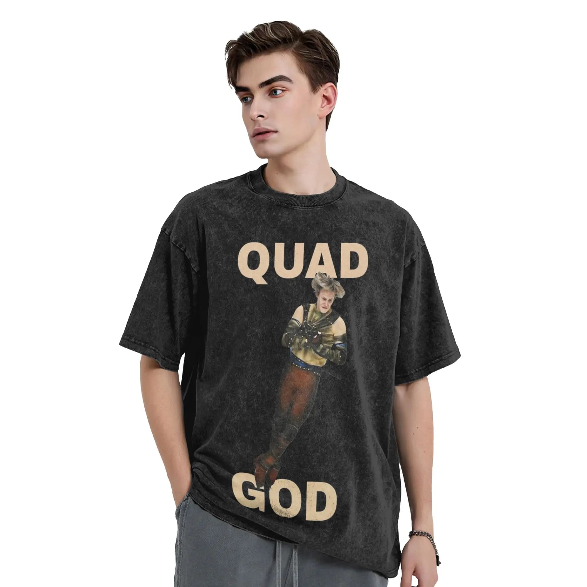 T-Shirt Oversize in Cotone con Stampa 'Ilia Malinin Quad God Washed' per Uomo e Donna, Abbigliamento Streetwear per Pattinaggio su Ghiaccio