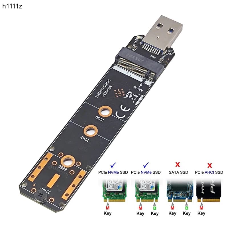 Adattatore USB NVME M.2 adattatore da NVMe a USB 3.1 SSD 10Gbps USB3.1 Gen 2 RTL9210 chip per chiave M M2 NVMe 2230 2242 2260 2280 M.2 SSD