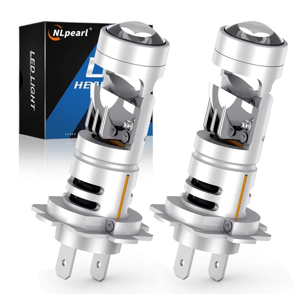 NLpearl 2x H7 Lampadine per fari a LED Canbus 30000LM Led con mini 1:1 Lente per proiettore a LED per auto Moto Faro Auto 12V 6500K