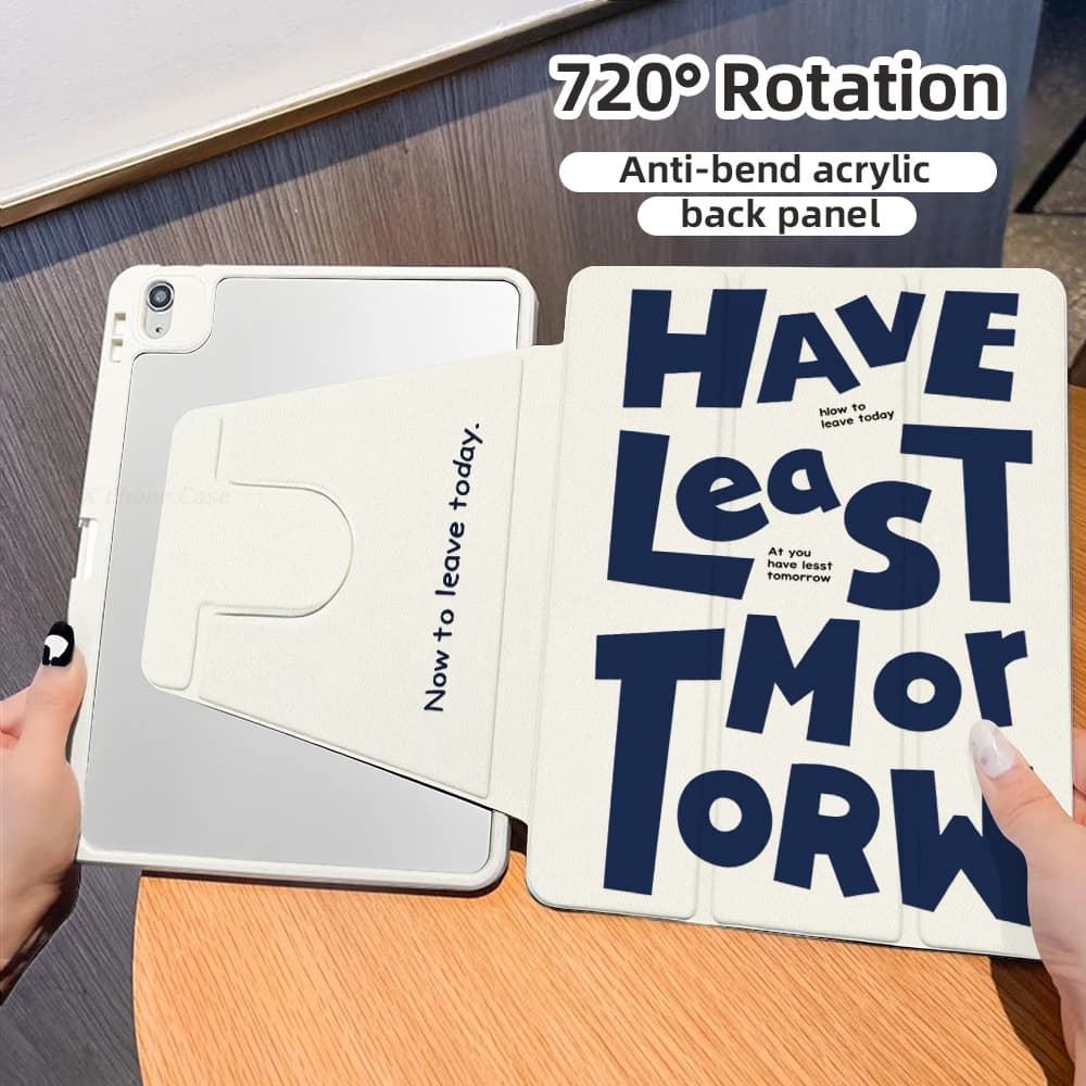 360° Rotatable Tablet Case For Apple iPad Pro 11 Pro 13 Pro 12.9 Pro 10.5 Air 4 5 2 3 Mini 6 7 9.7" 11" Air 11 Three Fold Stand