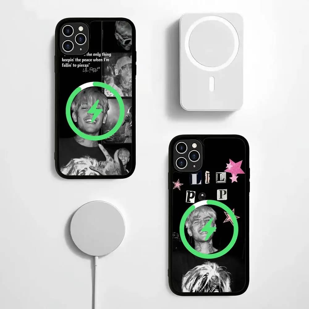 Custodia Magnetica MagSafe Rapper Lil Peep per iPhone 17 Air 16 15 14 13 12 11 Pro Max Plus con Ricarica Wireless