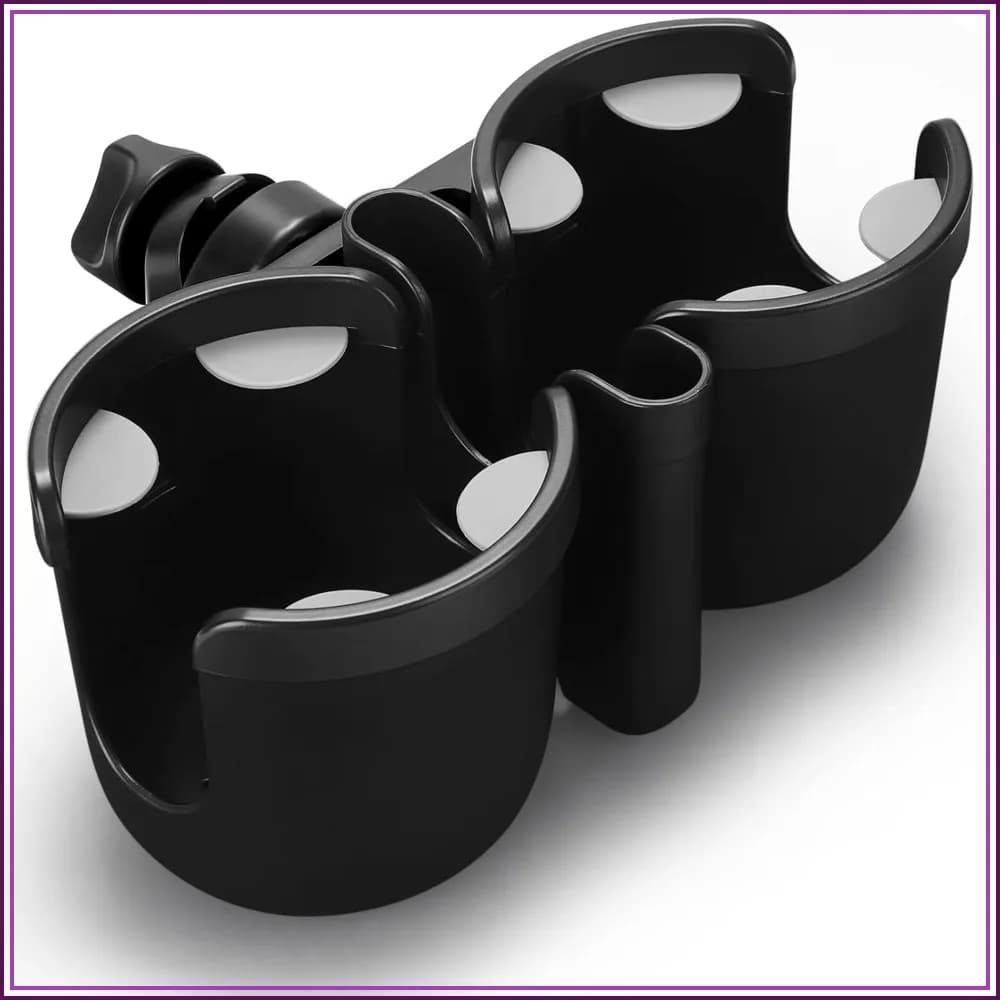 2-in-1 Cup & Phone Holder for Strollers, Bikes, Wheelchairs, Universal Clamp