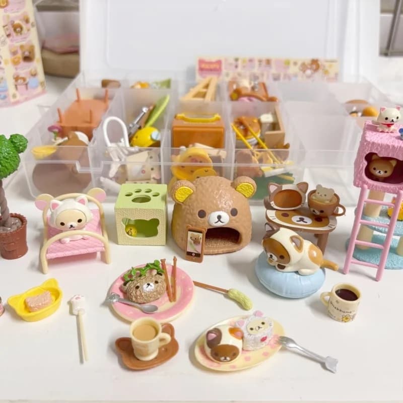 Re-Ment Figures Box Rilakkuma Nonbiri Neko Cat Cafe Series Blind Box Miniature Scene Ornament Rement Kid Gift