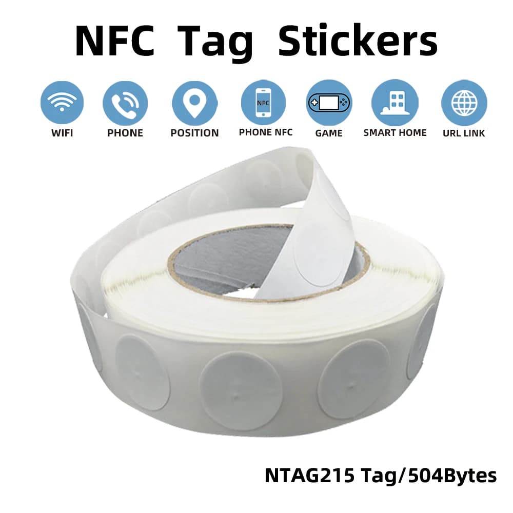 10 pz/50 pz/100 pz Ntag215 NFC Tag 13.56 MHz ISO14443A Adesivo Ntag 215 Telefono Disponibile RFID Etichetta Adesiva RFID Tag adesivi