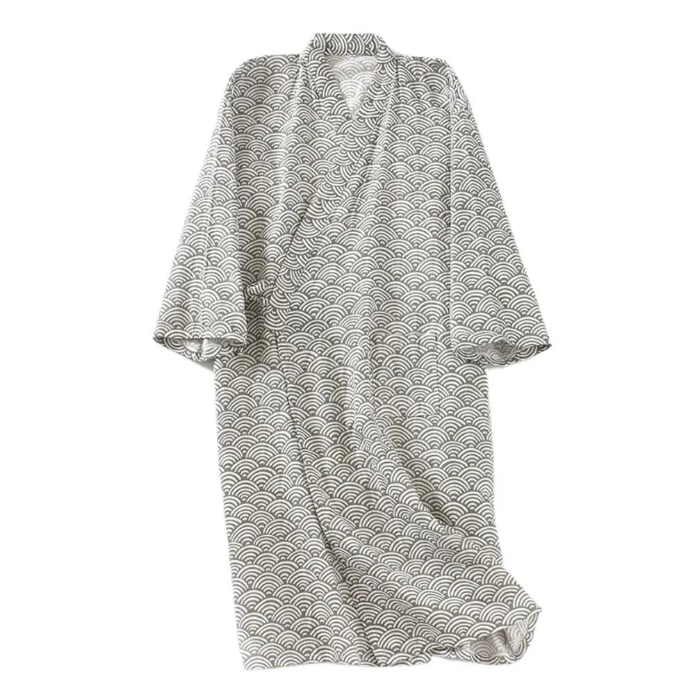 Pigiama Kimono da Uomo con Scollo a V, Manica Lunga, Stile Giapponese, Yukata Casual Stampata per Spa