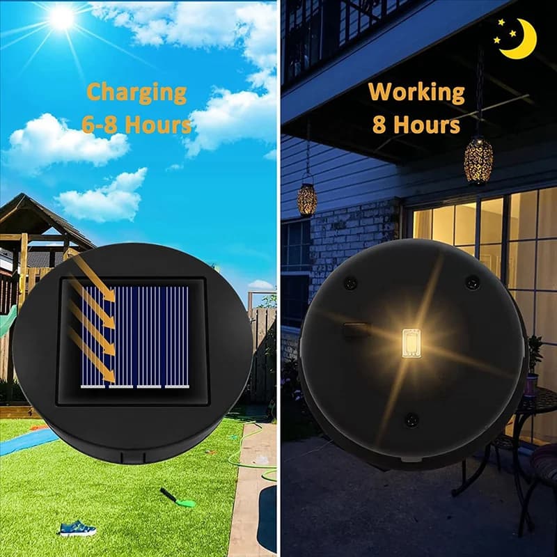 Luci solari a LED da 4 pezzi Sostituzione superiore Lanterna solare Pannello solare Alimentato Luci del coperchio della lanterna per il cortile esterno Facile installazione