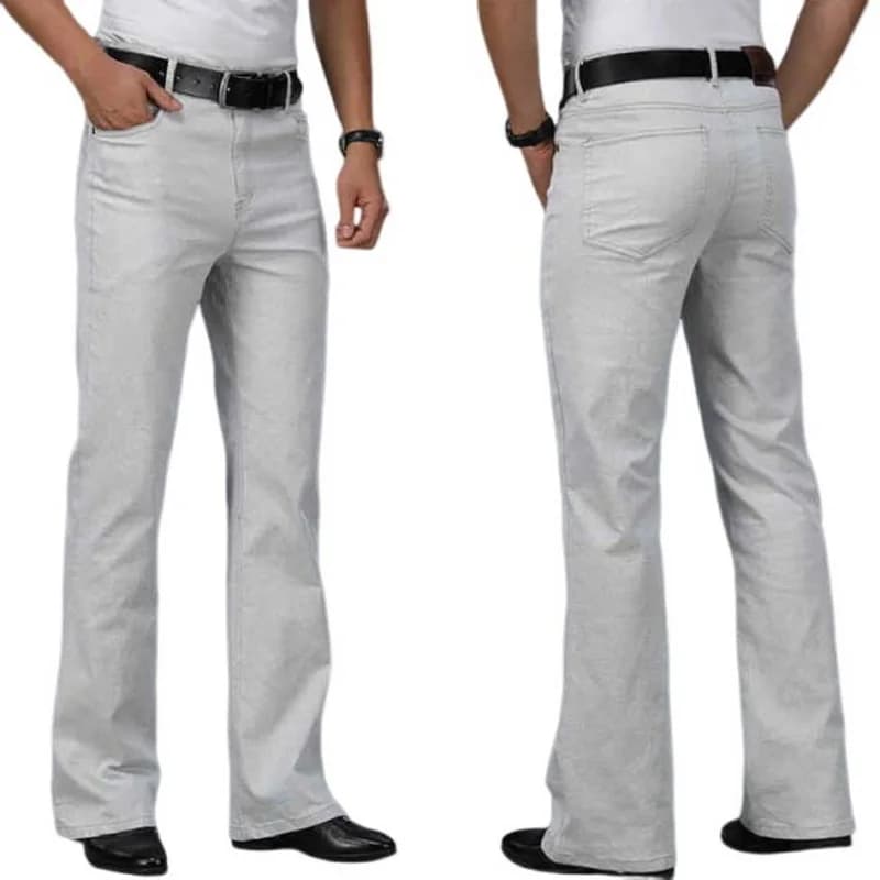 Jeans larghi beige da uomo Pantaloni in denim alla moda per uomo Pantaloni casual a gamba larga Jeans svasati