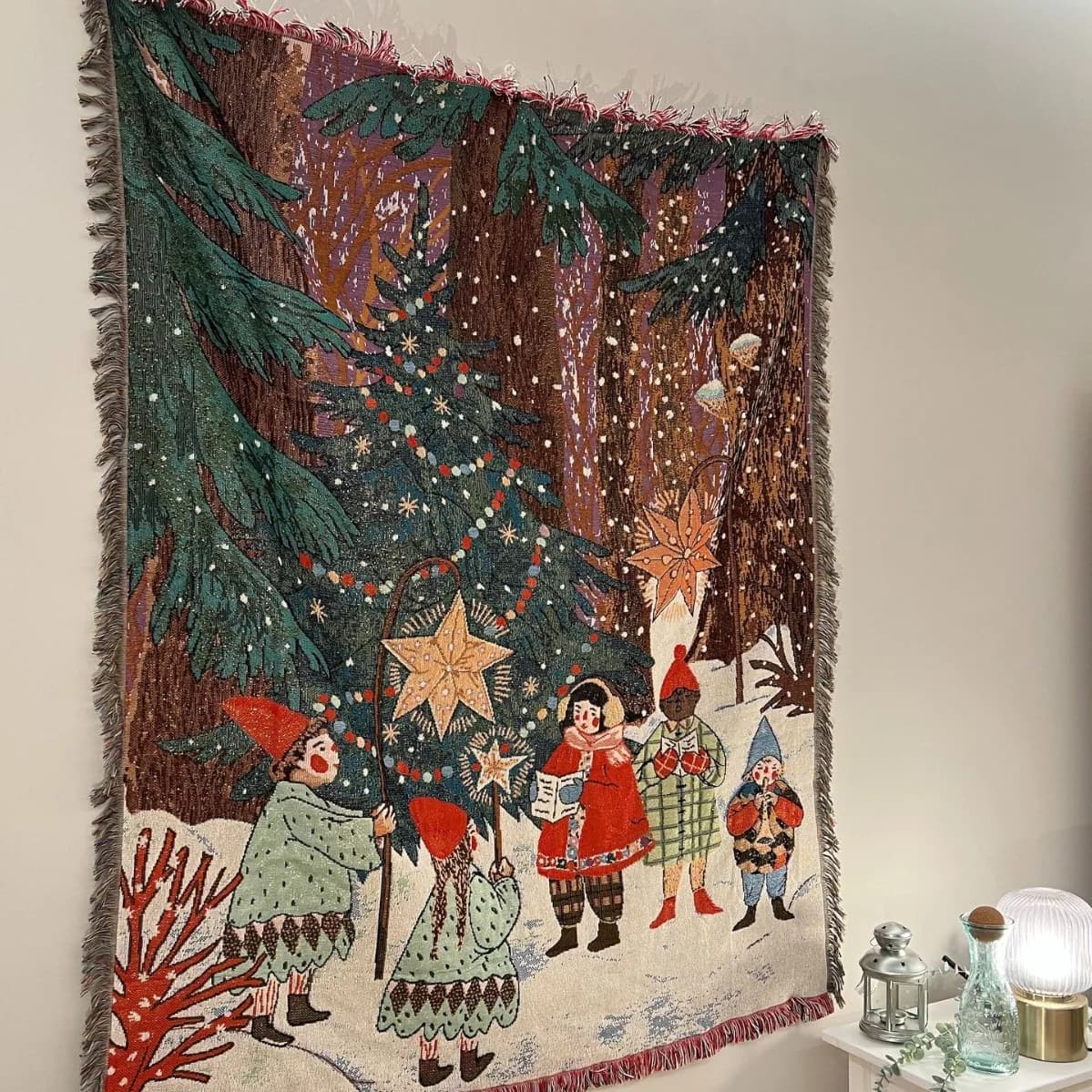 Coperta decorativa natalizia coperta da salotto divano arazzo da parete decorazioni di capodanno coperte di filo per l'albero di natale domestico