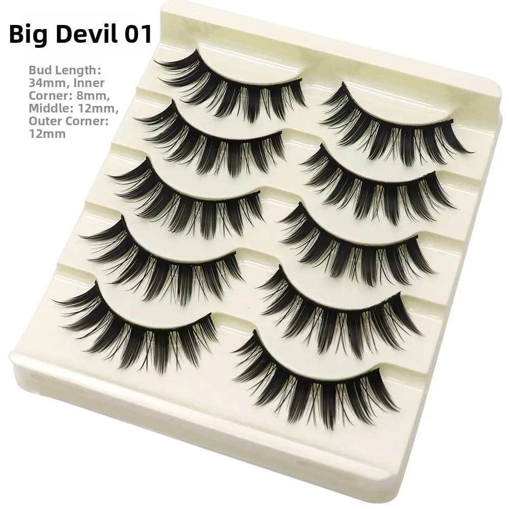 Ciglia Finte Nere Little Devil 7-12MM Curvatura C, Extension Ciglia Fa da Te Read for Cosplay, Feste e Comic Con
