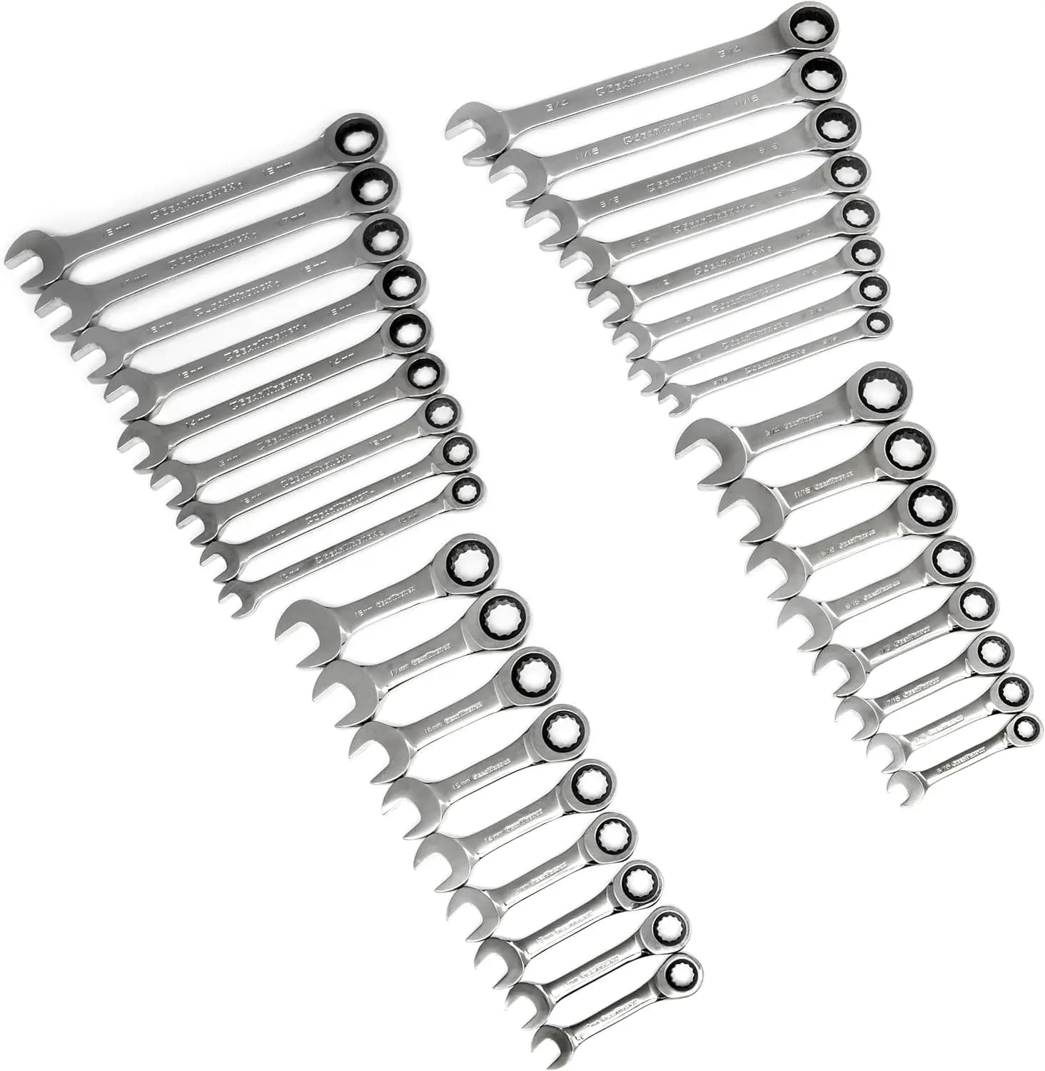Set di chiavi a cricchetto da 34 pezzi, SAE e metriche, misure standard e compatte per kit di attrezzi versatili