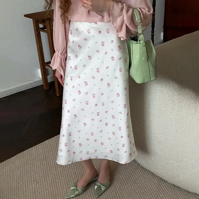 Gonna Lunga Stampata Ticketsx, Moda Femminile a Vita Alta, Gonne Maxi Floreali Estive, Eleganti Gonne Casual da Donna per Streetwear e Pendolarismo