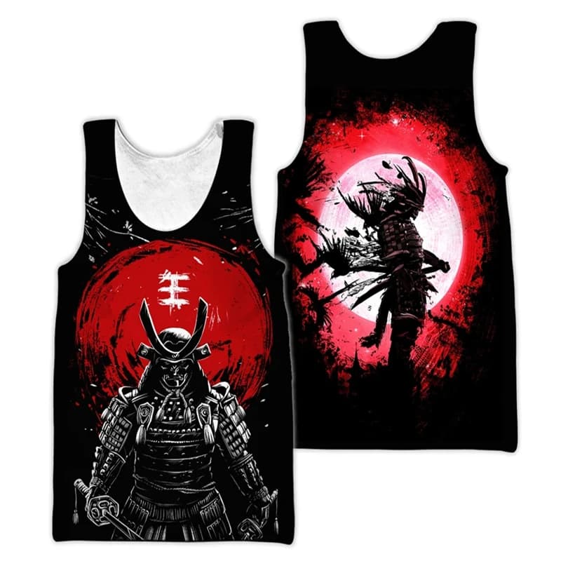 Samurai Oni Mask Tattoo Japanese 3D Print gilet da uomo Summer Harajuku t-shirt senza maniche abbigliamento uomo Unisex Casual canotte 4XL