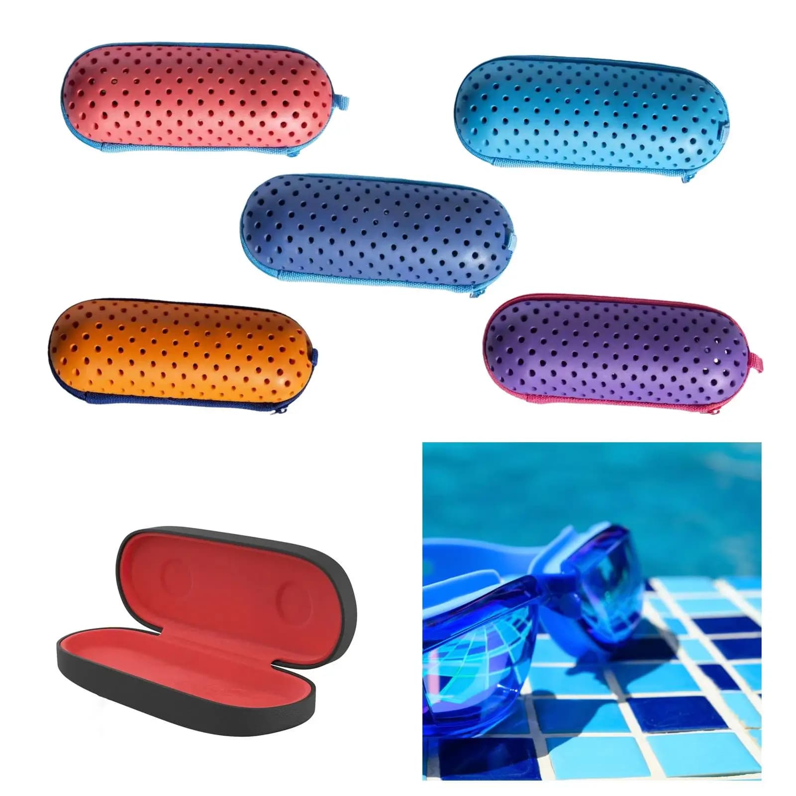 Protective case for swimming glasses with hole Swimming glasses case for glasses