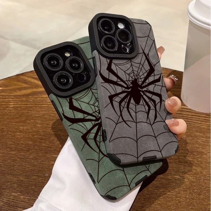 Cool Spider Pattern Phone Case For iPhone 16 17 14 13 12 11 15 Pro Max Air XR X XS 7 8 Plus SE 2022 Spider Web Protective Cover
