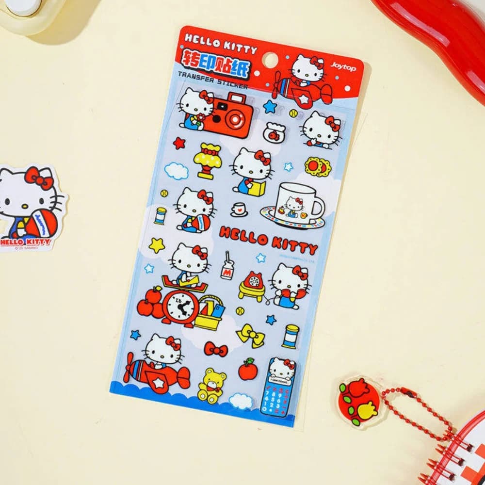 Adesivi originali Sanrio Hello Kitty a trasferimento d'acqua, decorazioni kawaii impermeabili per notebook, laptop e custodie per telefoni.