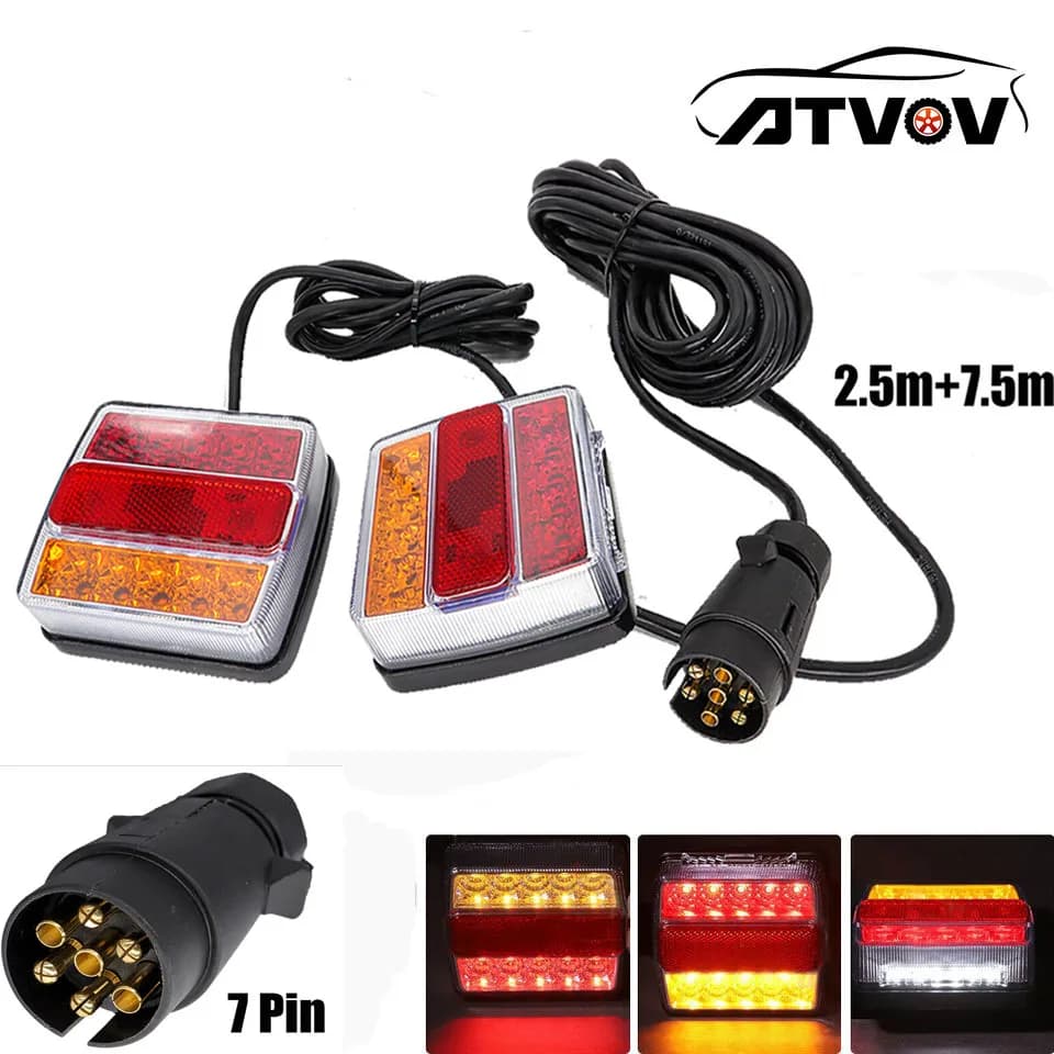 2 pz 12 V Posteriore LED Traino Rimorchio Lightboard Fanale posteriore 10 m 7 Pin Universale Numero di Licenza targa Freno Riflettore Camion lampada