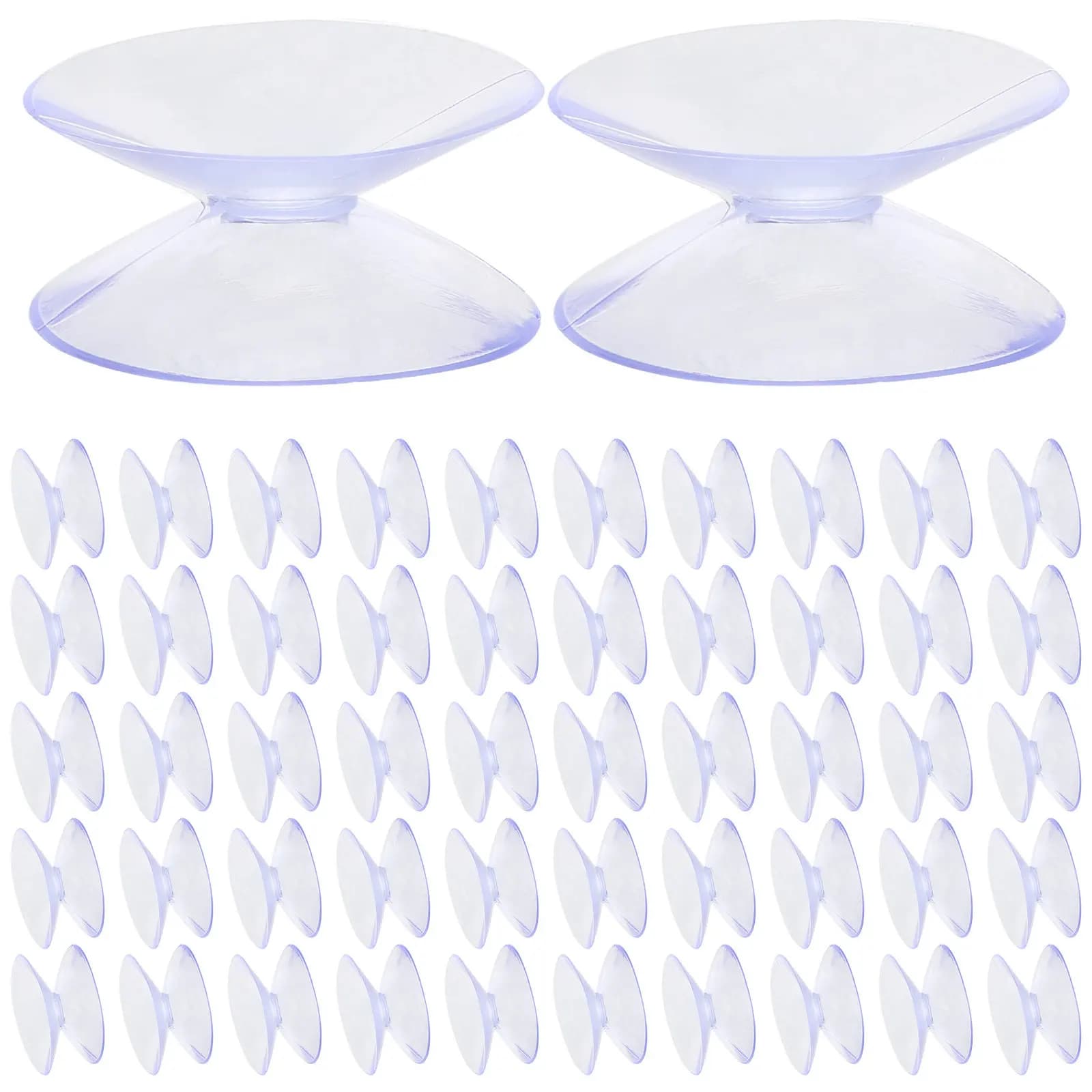 100 Pezzi Ganci a Ventosa Bifacciali Resistenti per Superfici Lisce, Vetri, Tavoli, Finestre, Specchi, Mini Ventose Riutilizzabili