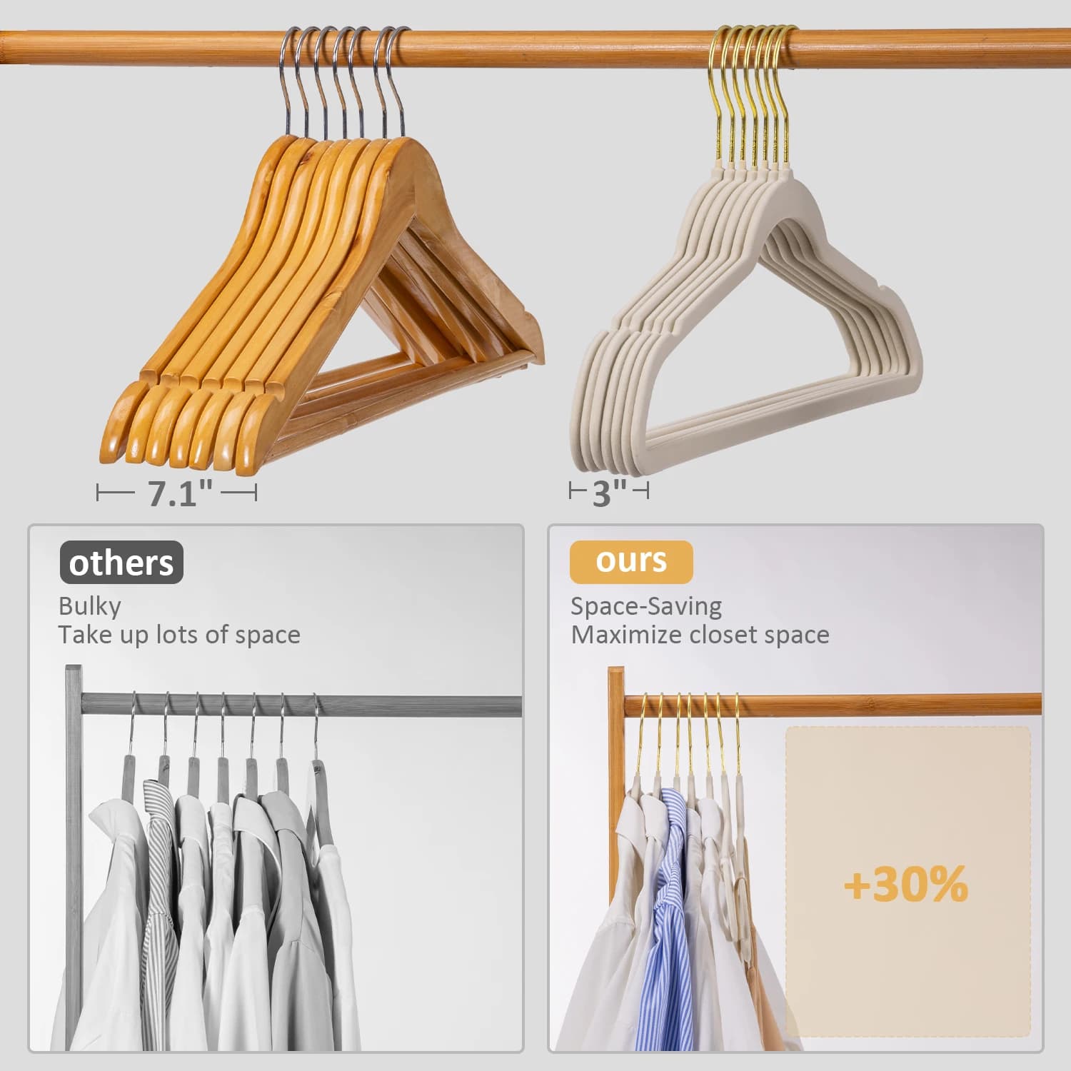 Velvet Hangers 60 Pack, Non Slip Clothes Felt Hanger Heavy Duty for Coat, Premium Slim Space Saving Suit Hangers for Closet Organizer, 360° Rotating Black/Gold Hook