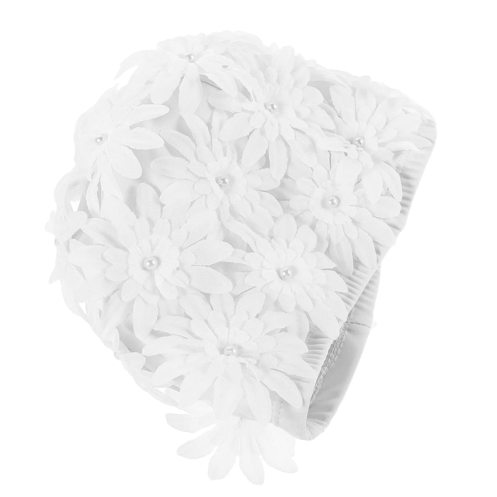 Vintage Floral Swimming Headphone with 3D Petals, Elasticized Fabric Waterproof for Women with Hair and Hair, Ideal for Pool, Beach and Aquatic Fitness