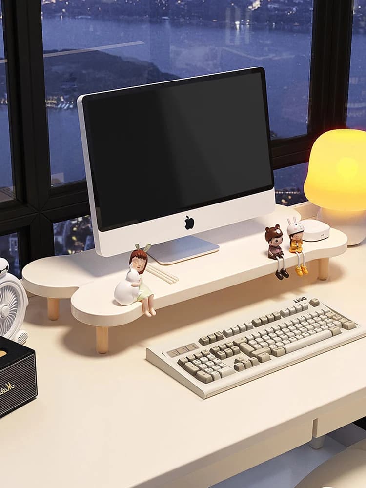 Elevated Desktop Cuter Monitor Stand Office Desk Storage Ra Display Riser Base Pad Modern Simple Sle Wood Material