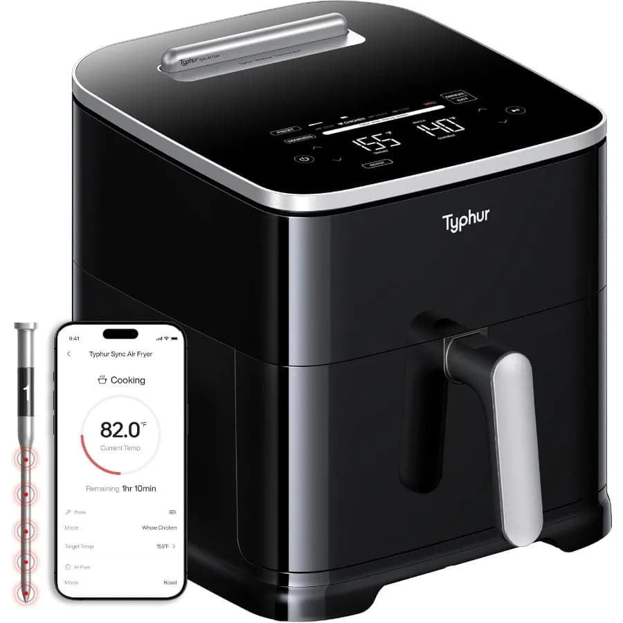 8QT intelligent air freshener with integrated wireless meat thermometer for efficient and healthy cooking: multifunctional 9 in 1 non-toxic