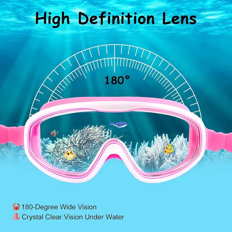 Children's Swimwear 3 to 15 Years, Swimming Eyelets with Naso Cover, Without Water Loss, Anti-fog, Waterproof