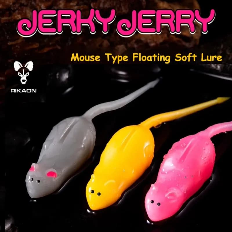 RIKAON 11CM 3 Pieces Type Mouse Floating Anti-Applant Grass Esca Soft Artificial bait for Fish Fishing Equipment