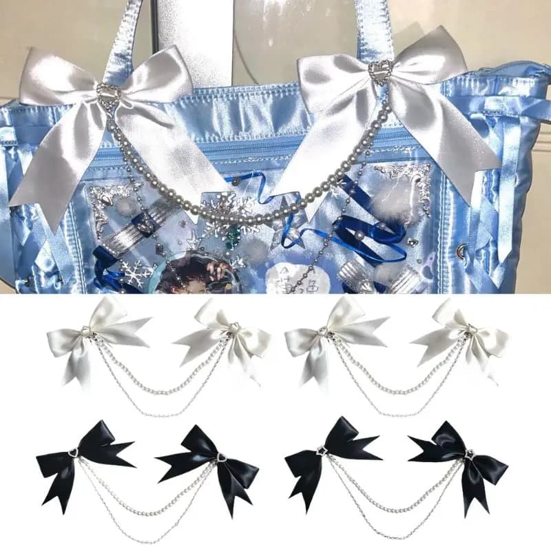 Lolita Pearl Bow Itabag DIY Decoration Luggage Pendant Itabag Exquisite Decorative Bag Chain Hair Clips Lolita Accessories