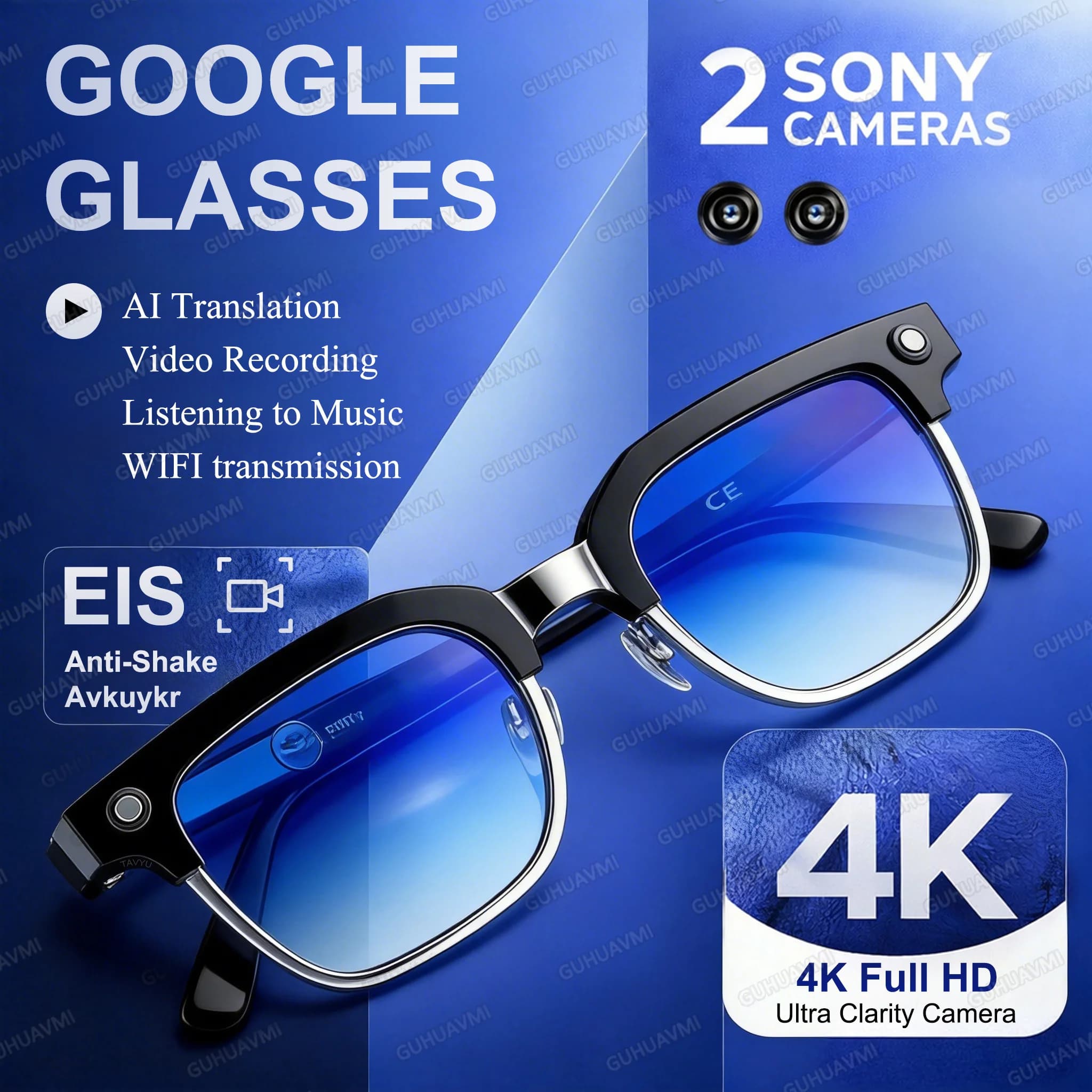 Smart AI Glasses with 4K HD Camera, 800W Pixel, Video 1080P, AI Photo Recognition, Calls and Travels abroad - World Exclusive 2026