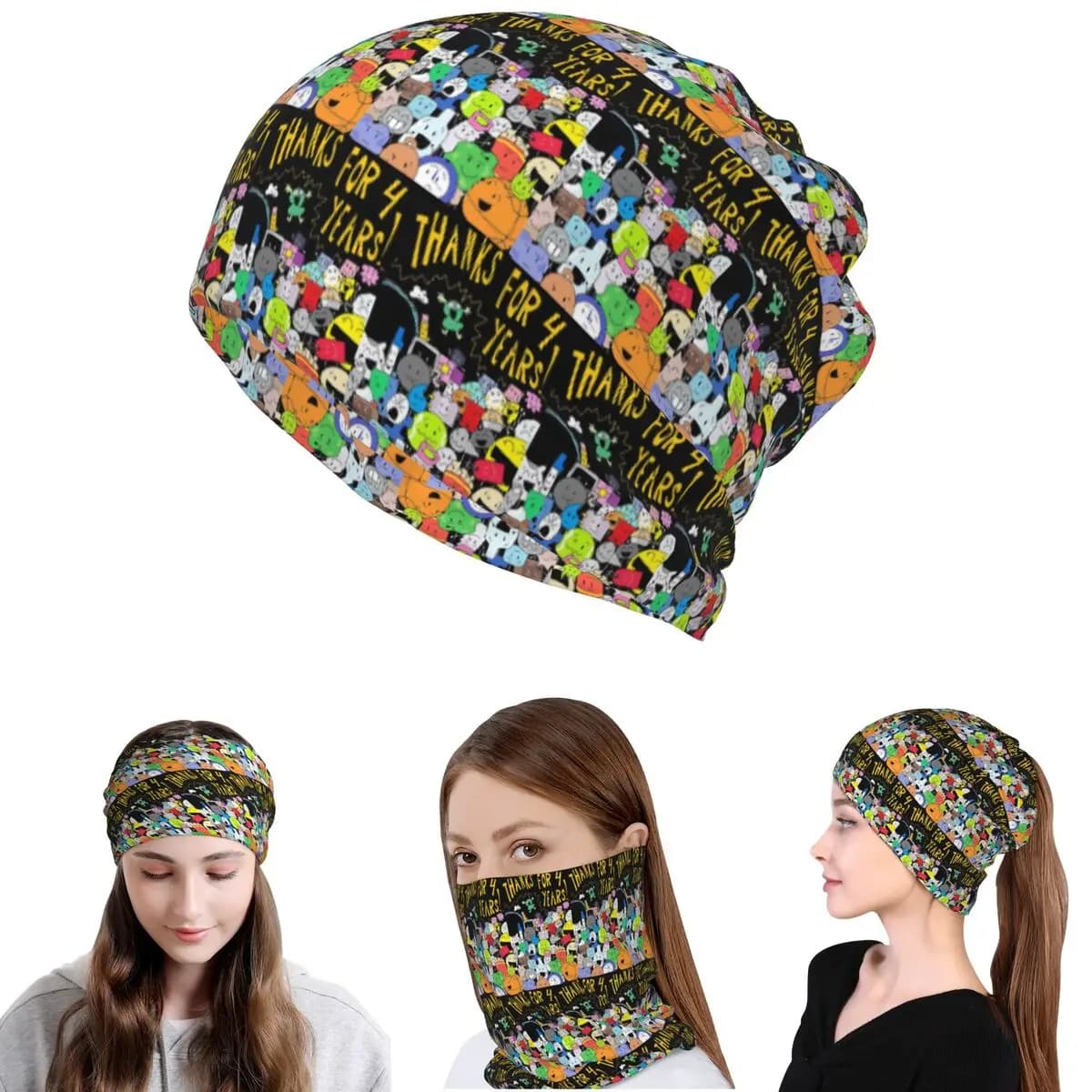 BFDI Four BFB Bandana, Maschera Copricollo, Sciarpa, Balaclava Multifunzione, Berretto Invernale Unisex per Adulti