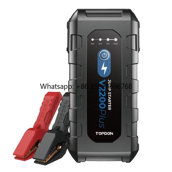New V2200Plus 2200A 12V Multifunction Car Booster Custom, Power Bank 2-in-1 with Battery Tester and Emergency Starter