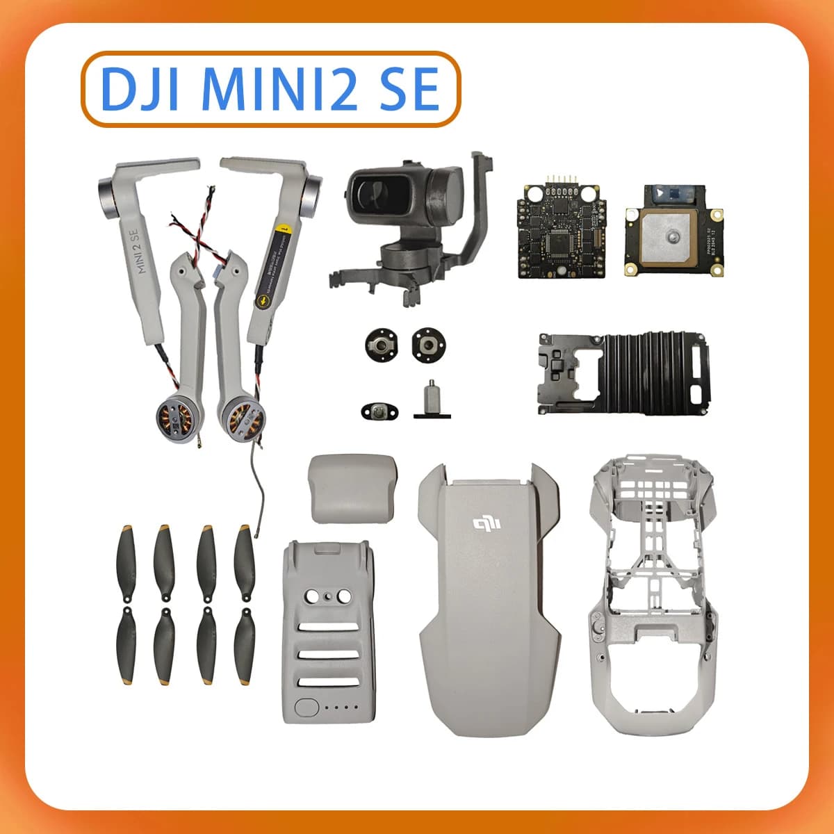 Parti di riparazione originali DJI Mavic Mini 2SE, motore con giunto cardanico, braccio, guscio del braccio, motore con giunto, asse con braccio cardanico ESC GPS, per mini2 SE