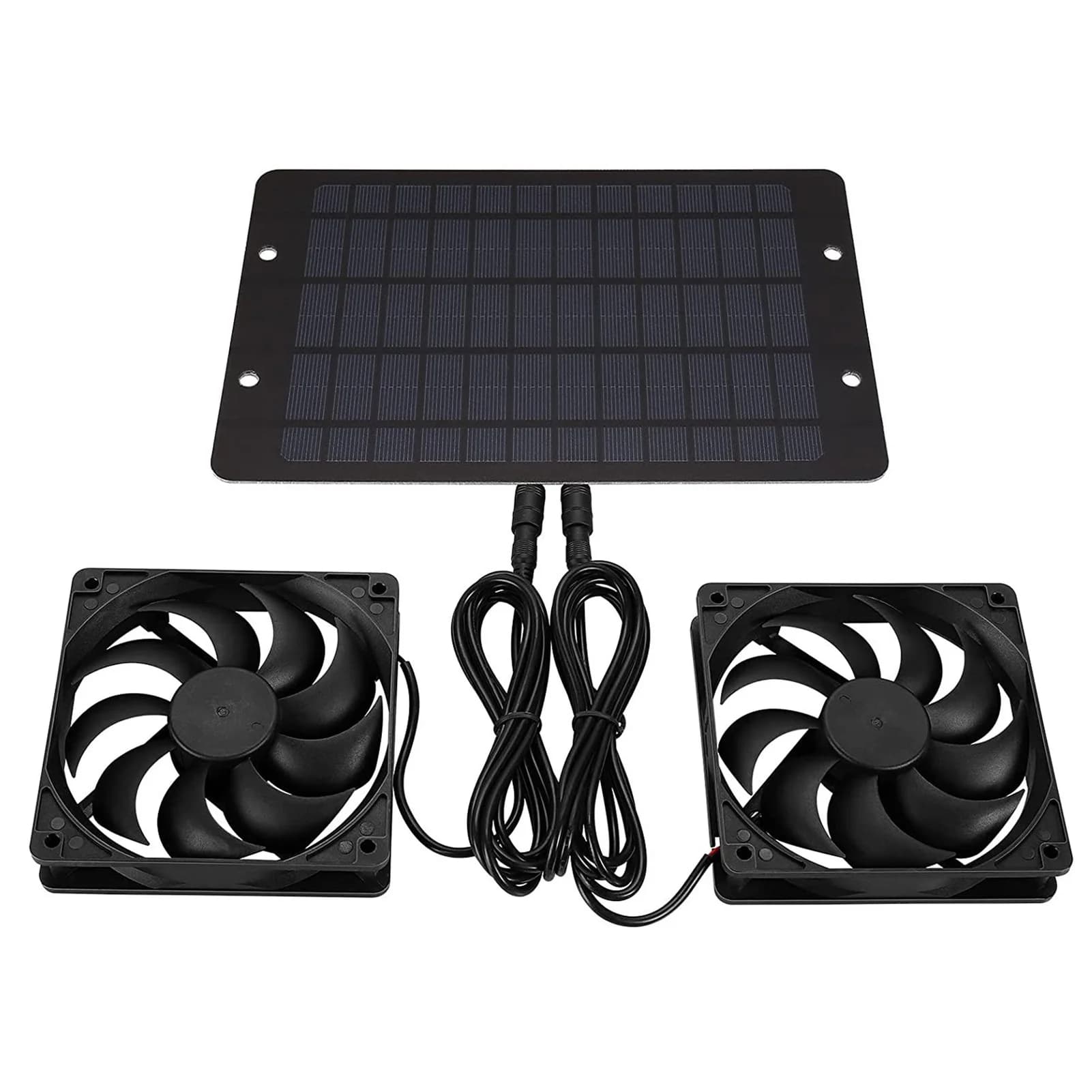 Kit Ventilatore Solare 10W 12V con Doppio Pannello Solare per Serra, Pollaio, Cuccia per Cani, Capanno, Fienile