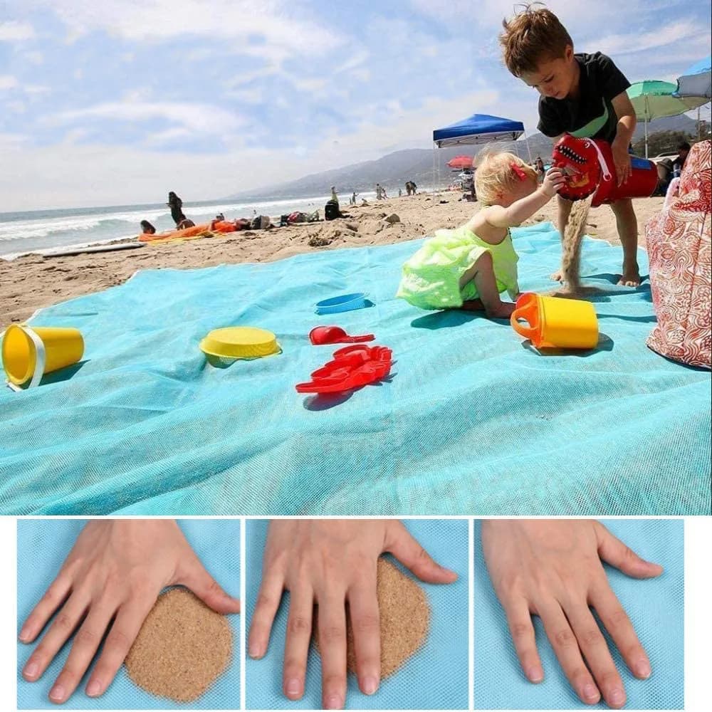 Tappetino da spiaggia portatile in rete, leggero, ad asciugatura rapida, facile da pulire, per viaggi, campeggio, picnic, 1,5 m/2,0 m